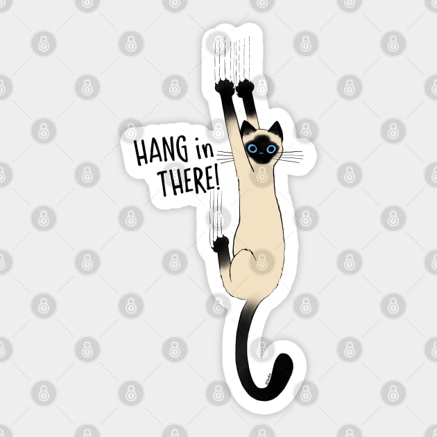 Siamese Cat Hang in There Sticker by Coffee Squirrel